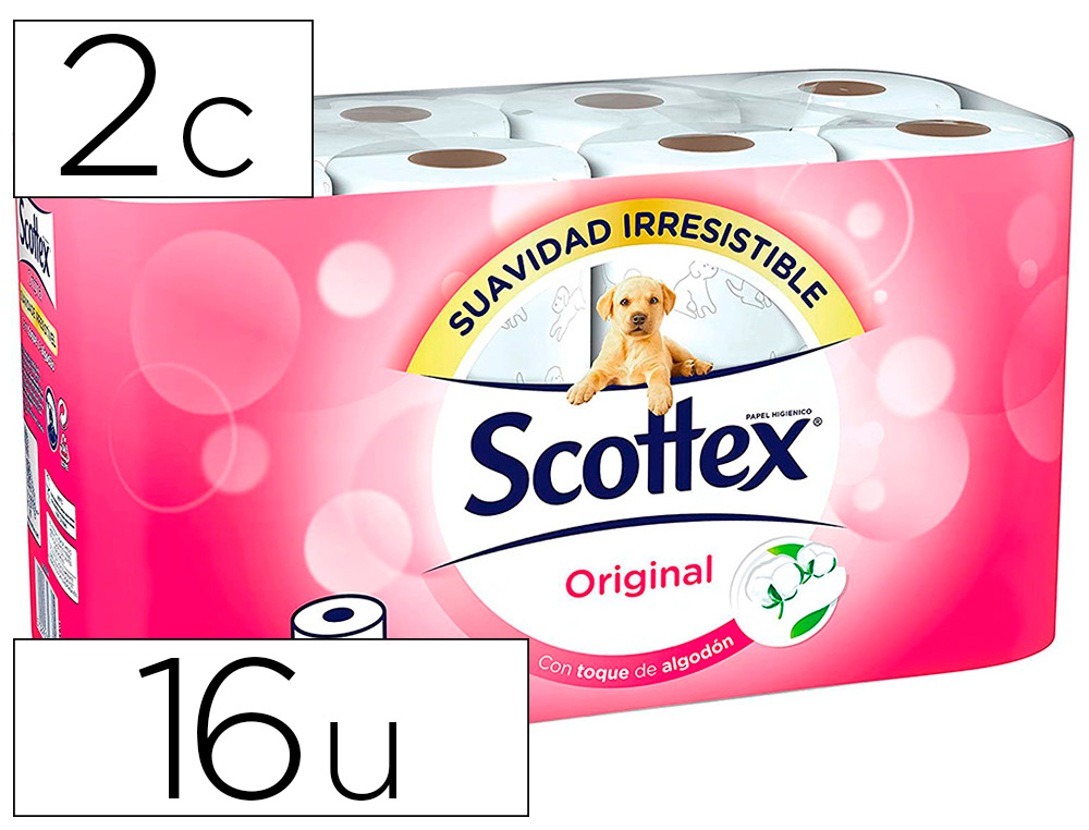 PAPEL HIGIENICO SCOTTEX ORIGINAL 2 CAPAS PAQUETE DE 16 ROLLOS 17,7 M